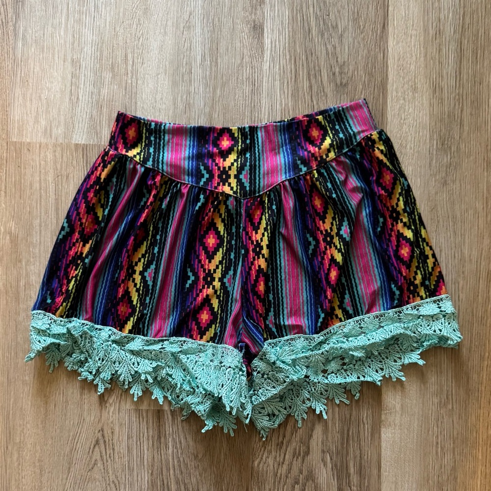 Crazy Train High Waist Red and Pink Shorts